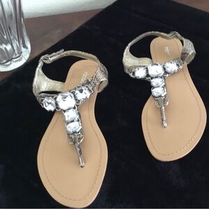 Nicole Snakeskin Sandals with Crystal Accents
